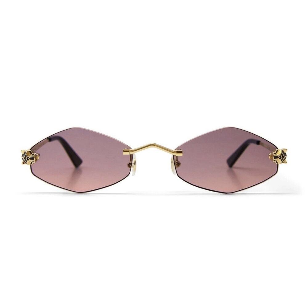 CARTIER Panthere De Cartier Sunglasses CT0433S 004 Gold Violet Lens AUTHENTIC - Picture 12 of 13